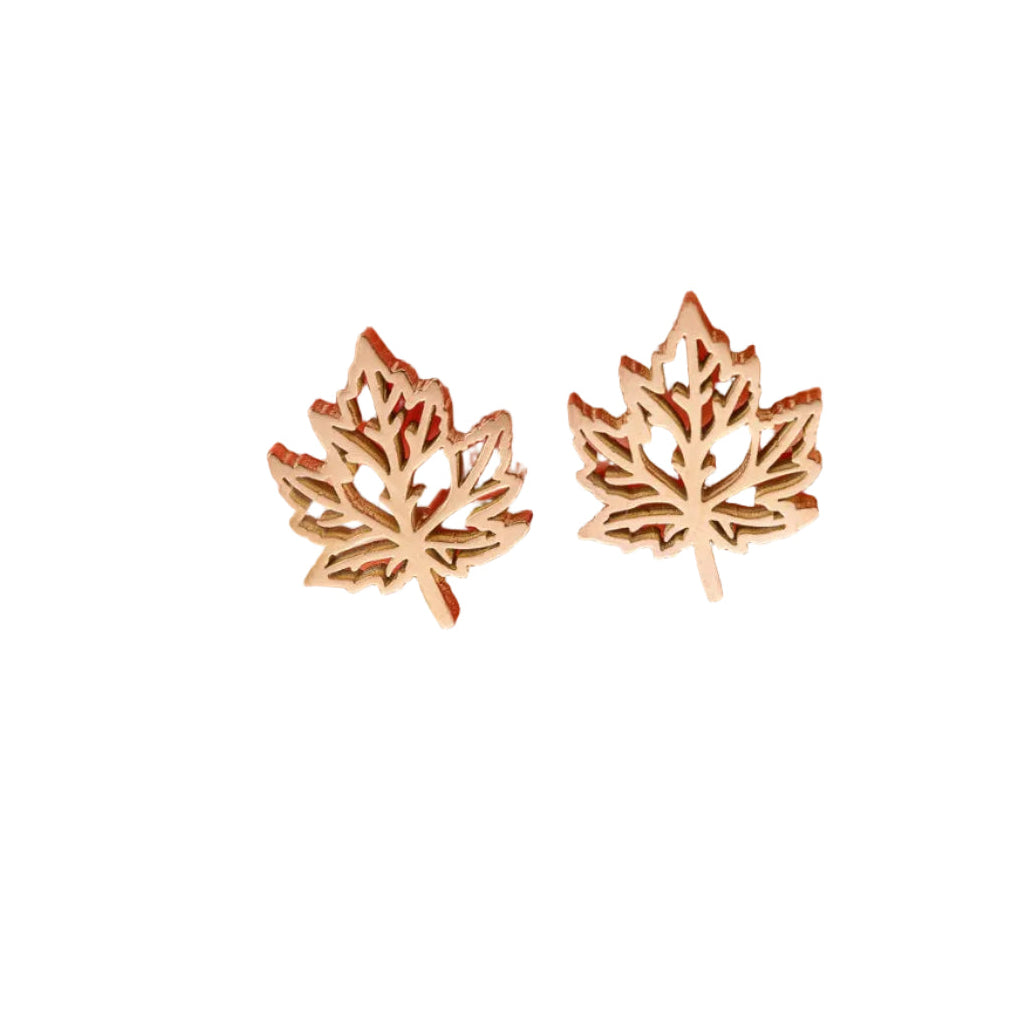 Maple Leaf Stainless Steel Ear Studs (Pack of 3)