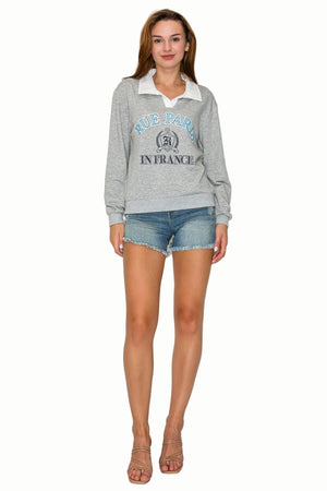 Collared Contrast Fleece Top - front full body