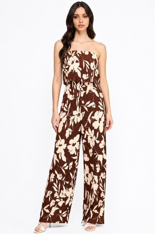 Floral Print Crinkle Off Shoulder Jumpsuit (Pack of 6)