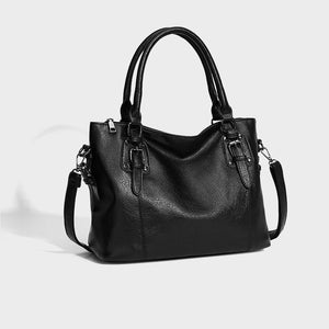 Structured Buckle Tote Bag - Black