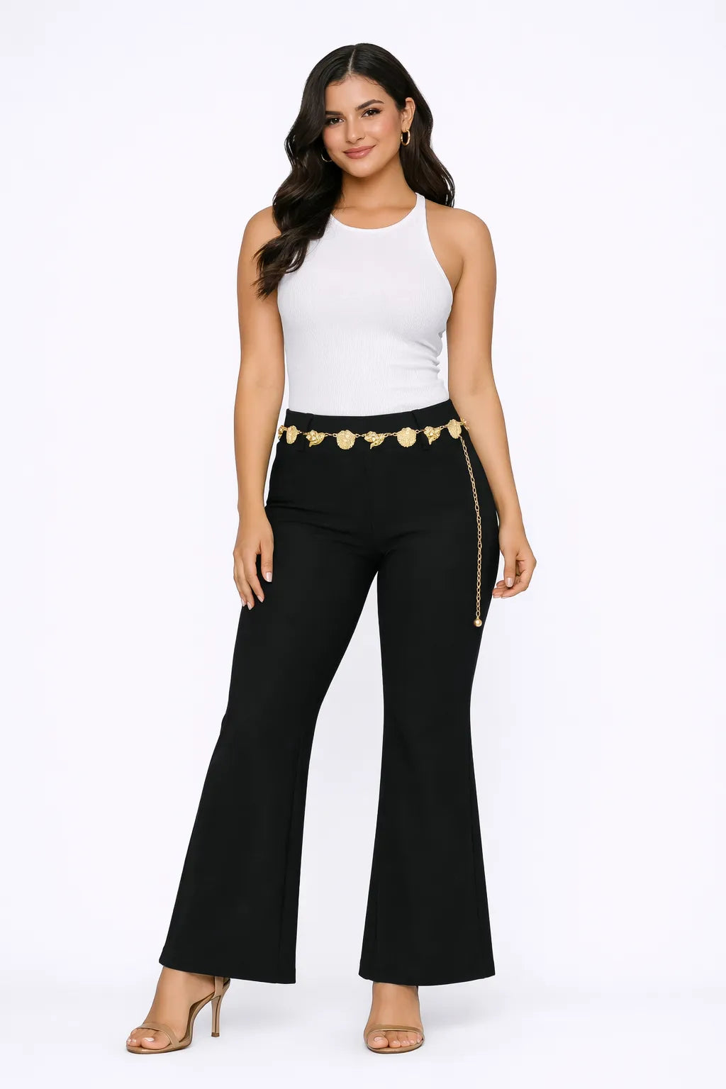 Flare Pants with Chain Belt (Pack of 6)