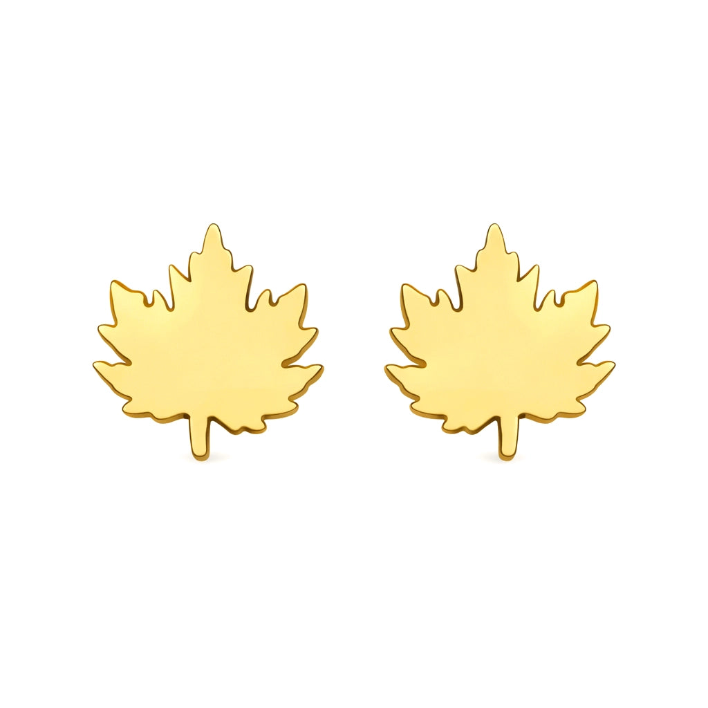 Maple Leaf Stainless Steel Stud Earrings (Pack of 5)