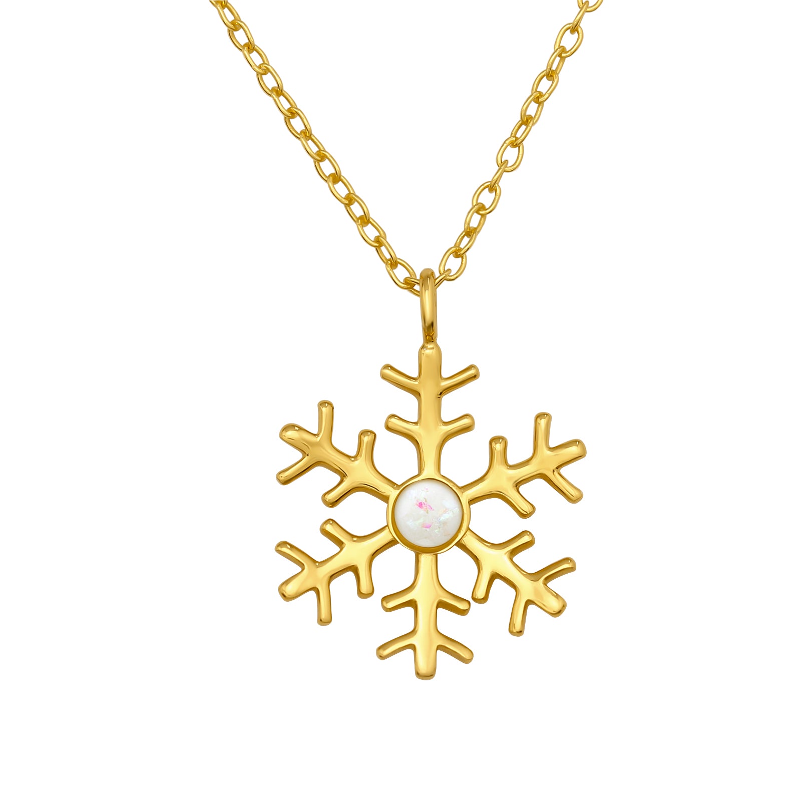 Collier flocon de neige en argent sterling avec opale d'imitation (lot de 2)