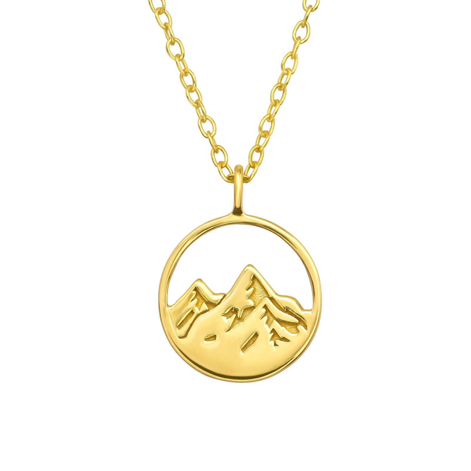 Mountain Circle Sterling Silver Necklace - Available in Silver or Gold Plated