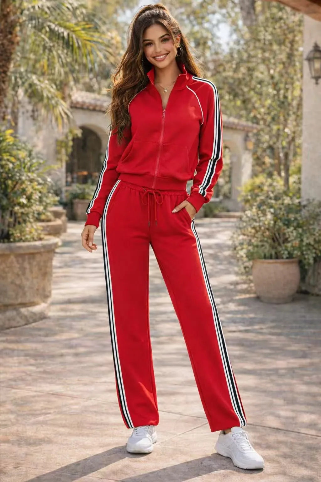 Two-piece Tracksuit Set With Side Stripes (Sold in bundles of 6 pcs 2S-2M-2L)