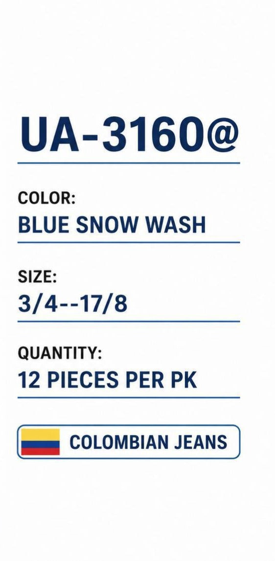 Colombian Skinny Jeans - Blue Snow Wash (Pack of 12)
