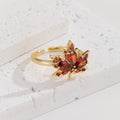 Copper Inlay Maple Leaf Zircon Open Ring (Pack of 3)