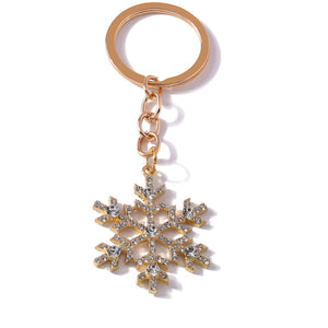 Crystal snowflake keychain on white background – clean product shot
