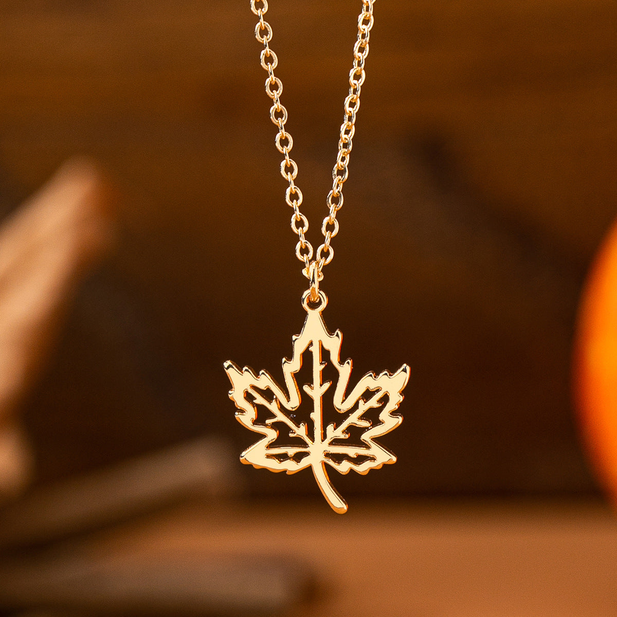 Hollow Maple Leaf Pendant Necklace (Pack of 3)