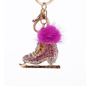 Pink crystal ice skate keychain – additional lifestyle shot