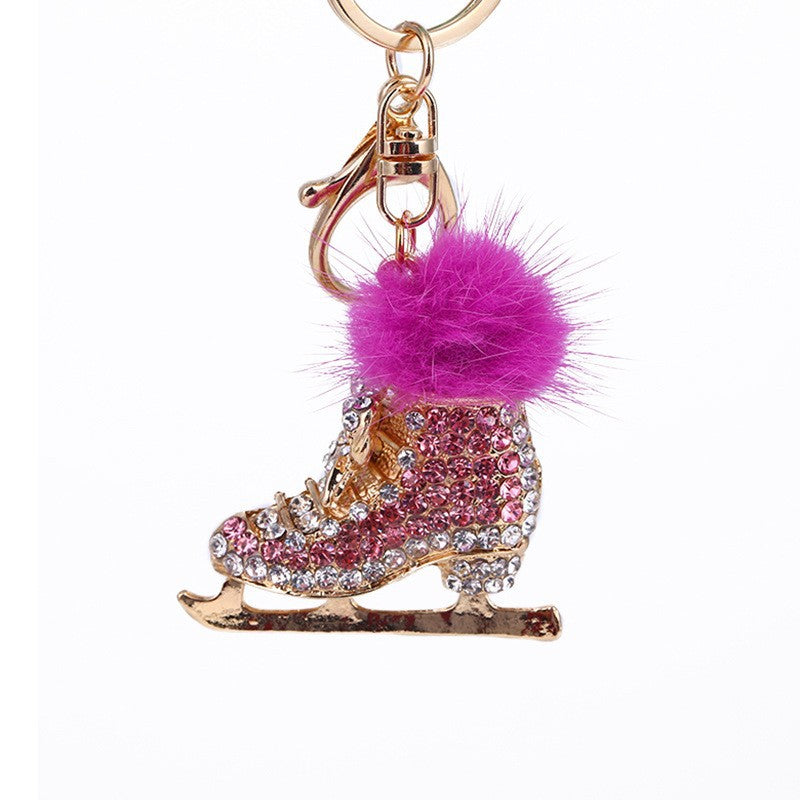 Pink crystal ice skate keychain – additional lifestyle shot
