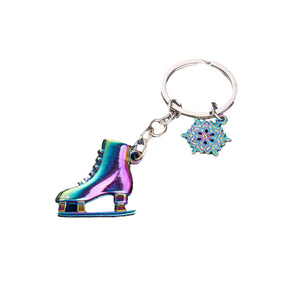 Colorful ice skate keychain on white background – clean product shot