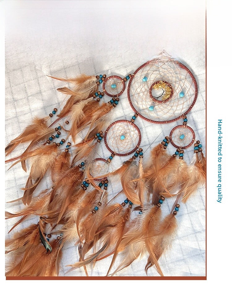 Dream catcher detail – sub-rings and bead work