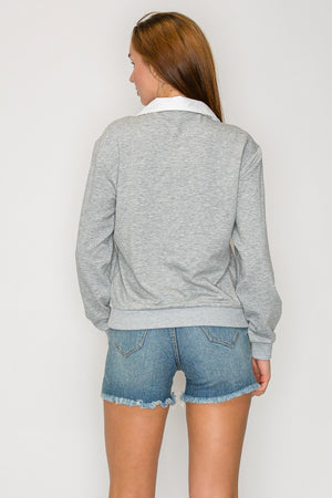 Collared Contrast Fleece Top - back view