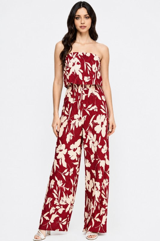 Floral Print Crinkle Off Shoulder Jumpsuit (Pack of 6)