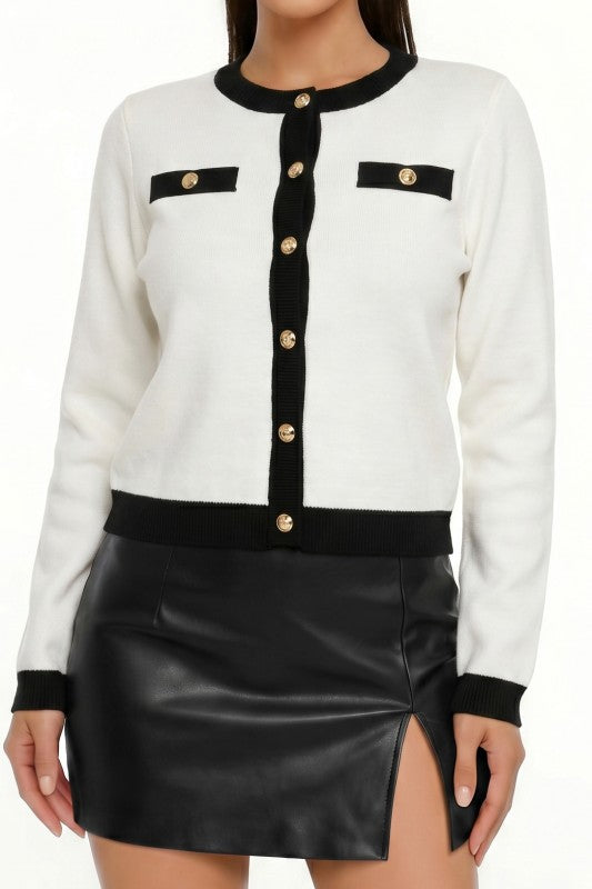 Contrast Trim Knit Cardigan (Pack of 6)