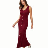 Ribbed Knit Button Maxi Dress (Pack of 6)