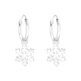 Sterling Silver Snowflake Hoop Earrings (Pack of 5)