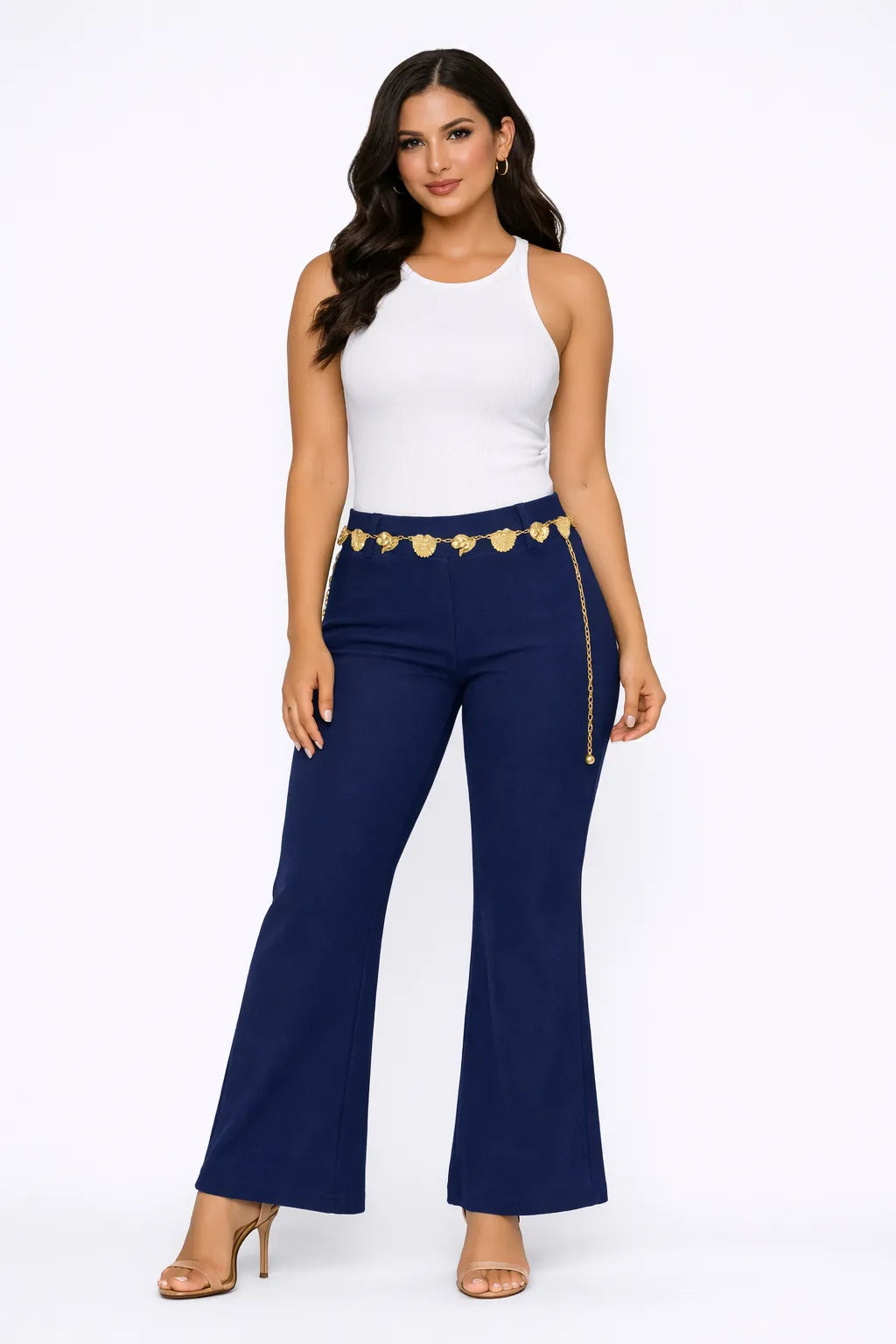 Flare Pants with Chain Belt (Pack of 6)