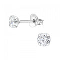 Silver 4mm Round Ear Studs with Cubic Zirconia (Pack of 5)