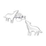 Wolf Sterling Silver Ear Studs - Available in Silver or Gold Plated