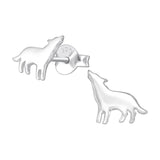 Wolf Sterling Silver Ear Studs - Available in Silver or Gold Plated (Pack of 3)