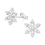 Silver Snowflake Ear Studs with Cubic Zirconia
