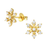 Silver Snowflake Ear Studs with Cubic Zirconia