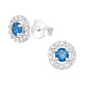 Silver Round Ear Studs with Cubic Zirconia