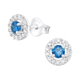 Silver Round Ear Studs with Cubic Zirconia