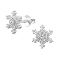 9mm Snowflake Sterling Silver Ear Studs with Cubic Zirconia (Pack of 3)