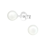 Puces d'oreilles en argent sterling avec perles d'imitation de 5 mm et fermoirs papillon en silicone
