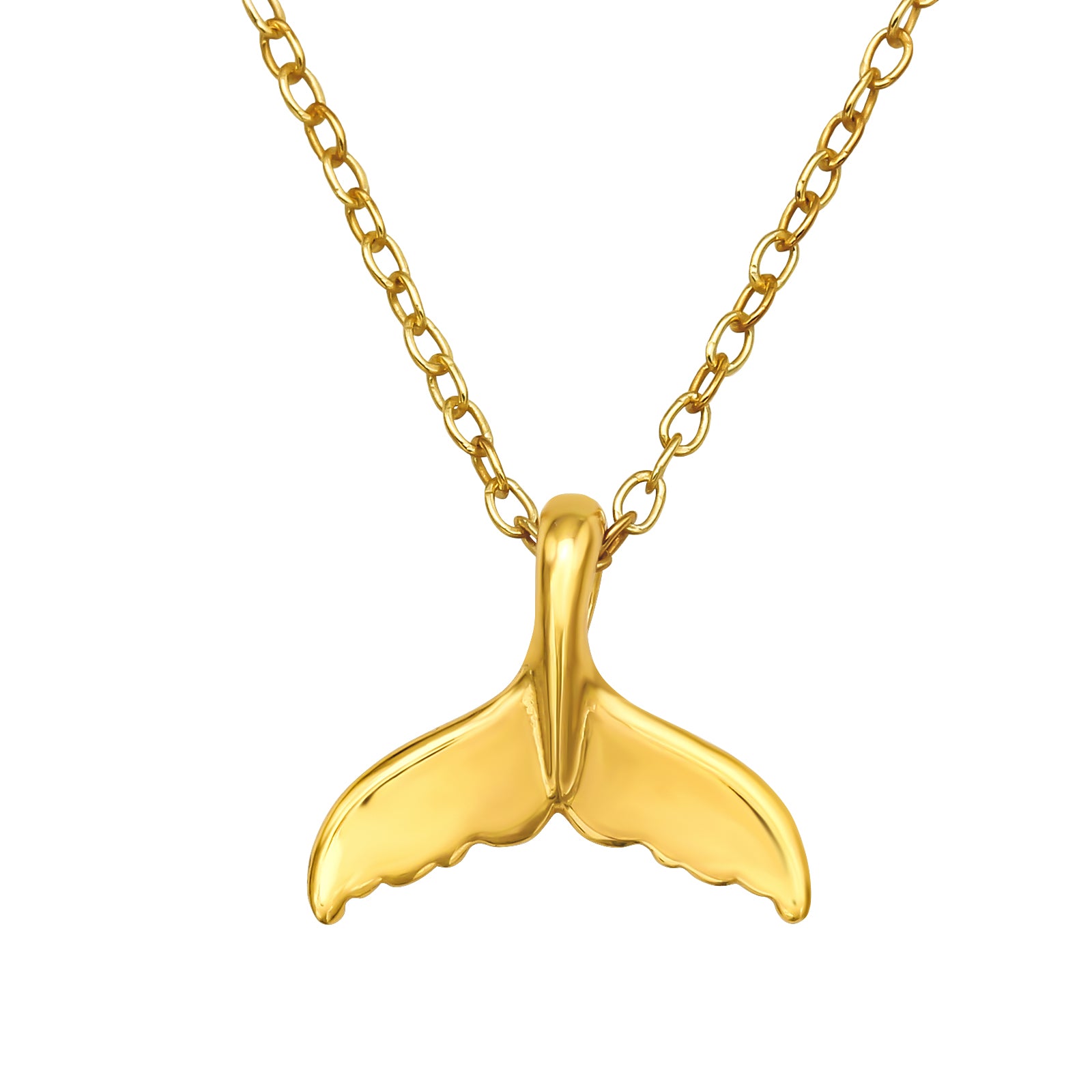 Gold Plated Whale's Tail Sterling Silver Necklace