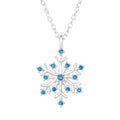 Snowflake Sterling Silver Necklace with CZ Swiss Blue Topaz