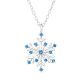 Snowflake Sterling Silver Necklace with CZ Swiss Blue Topaz