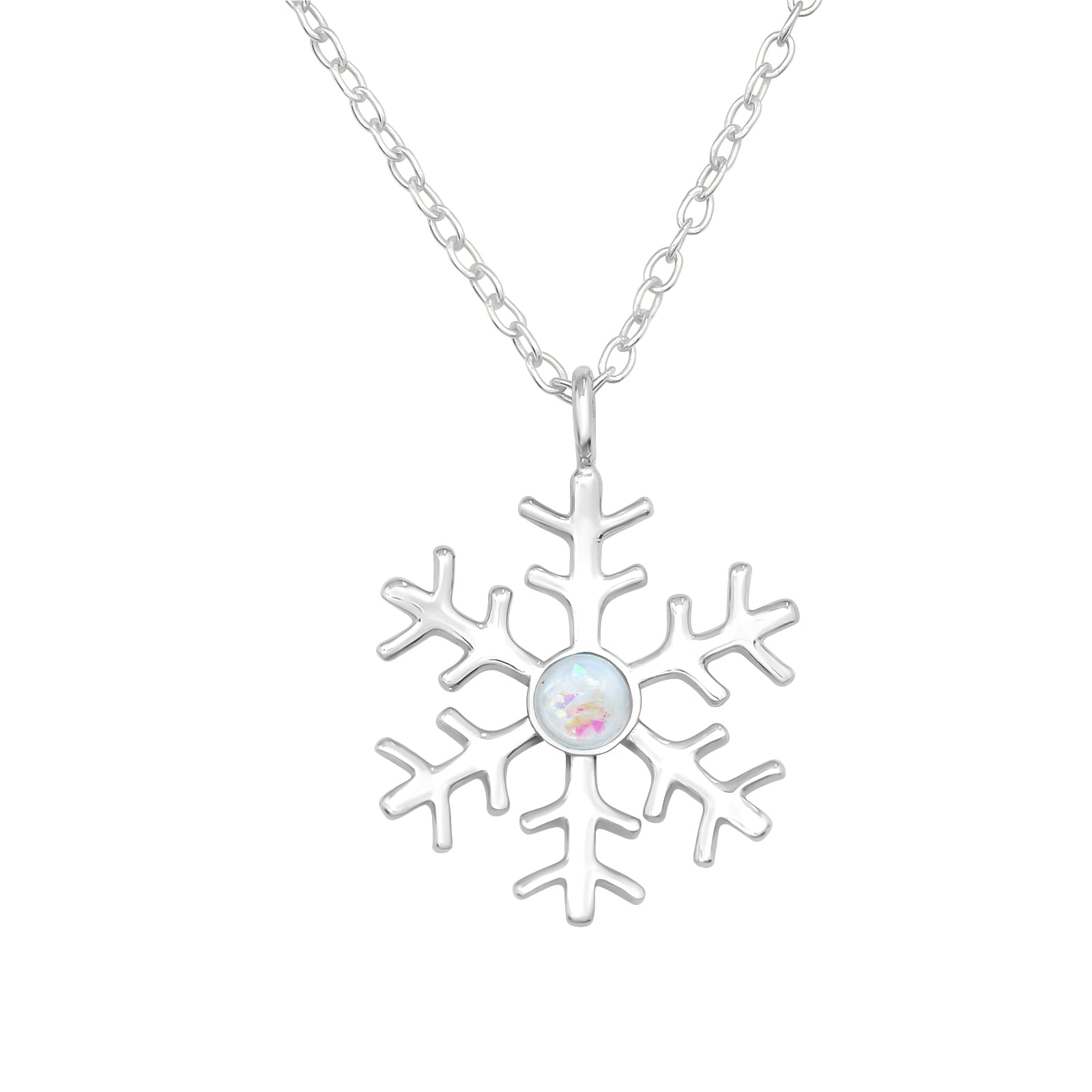 Collier flocon de neige en argent sterling avec opale d'imitation (lot de 2)