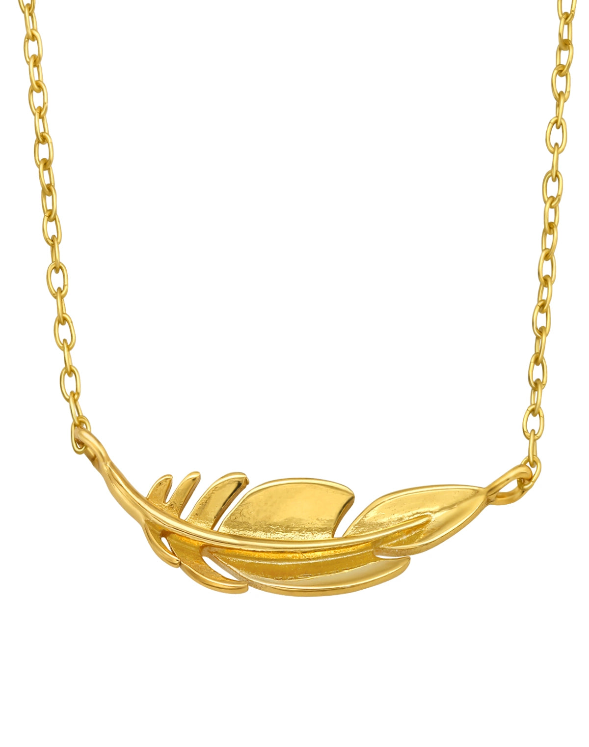 Gold Plated Feather Sterling Silver Necklace
