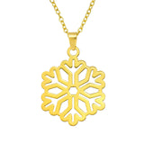Gold Laser Cut Snowflake Necklace (Pack of 2)