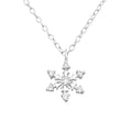 Silver Snowflake Necklace with Cubic Zirconia