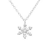 Silver Snowflake Necklace with Cubic Zirconia