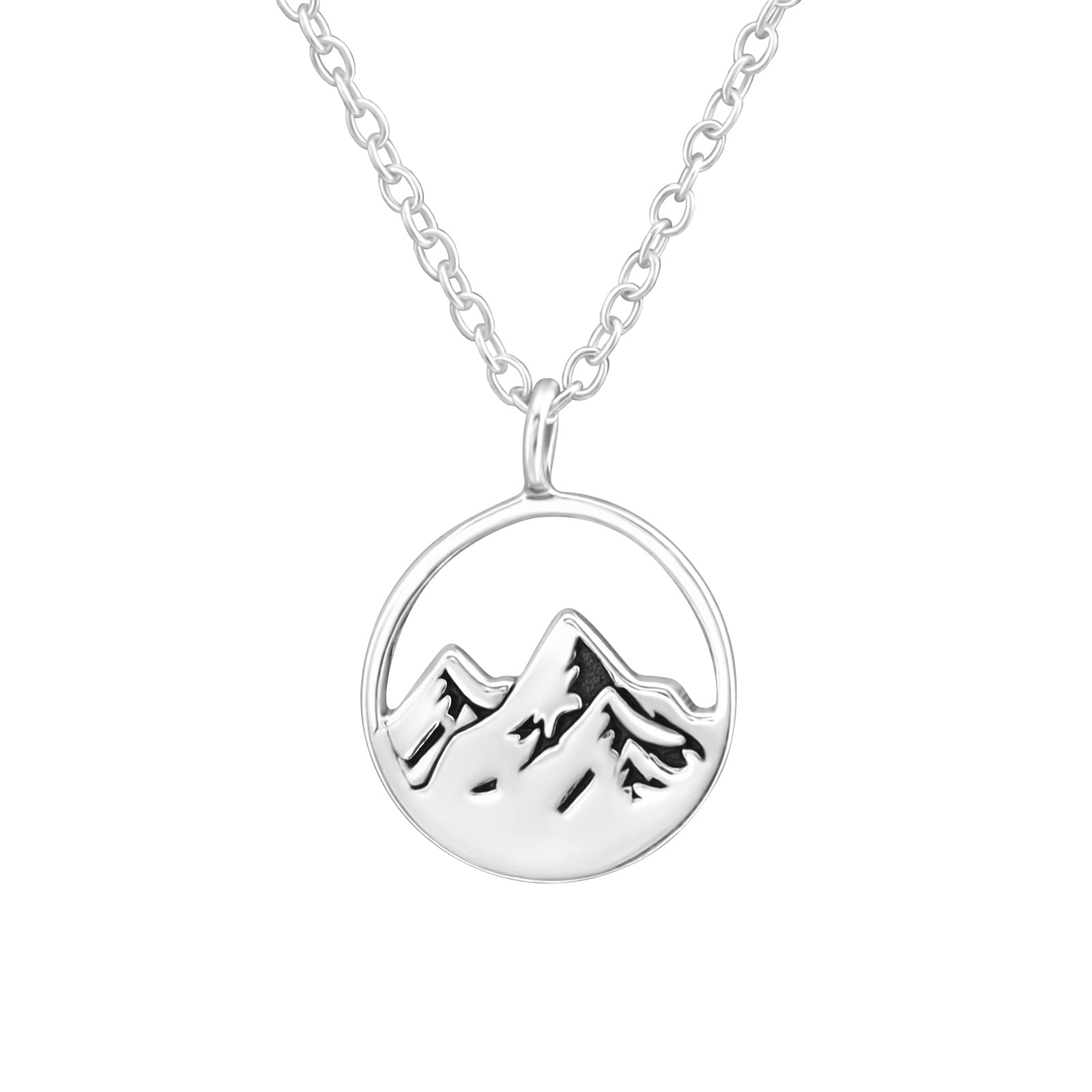 Mountain Circle Sterling Silver Necklace - Available in Silver or Gold Plated