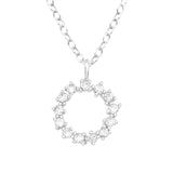 Silver Sparkling Circle Necklace with Cubic Zirconia