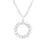 Silver Sparkling Circle Necklace with Cubic Zirconia
