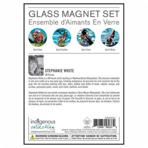 Stephanie White Glass Magnet Set - back with artist biography and product details