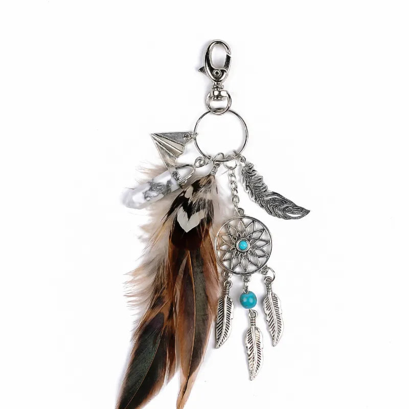 Dream Catcher Feather Metal Keychain (Pack of 6)