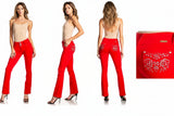 Red Flare Rhinestone Jeans (Pack of 14)