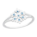 Snowflake Sterling Silver Ring with CZ Swiss Blue Topaz