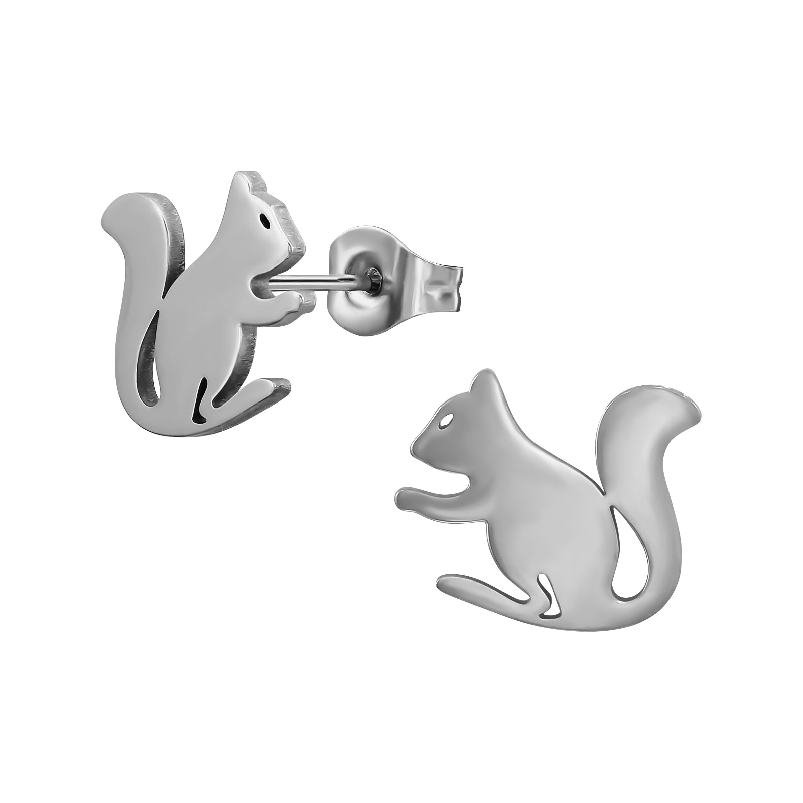 Squirrel Stainless Steel Ear Studs (Pack of 3)