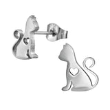 Cat Heart Stainless Steel Ear Studs