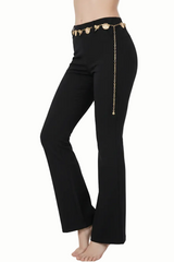 Black Flare Pants with Chain